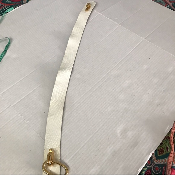 CALDERON Belt White Croc Embossed Leather Corset Gold Buckle Size Medium - Picture 5 of 10